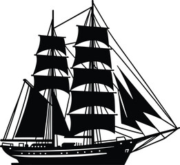Sailing Boats  Silhouette  Illustration Vector