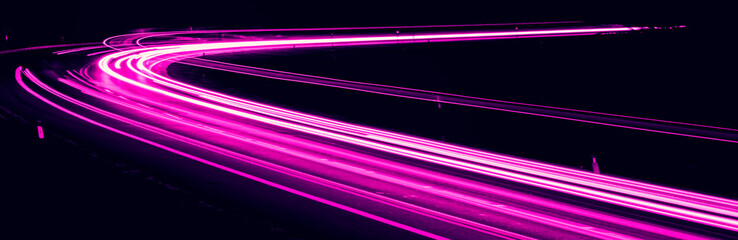 violet car lights at night. long exposure