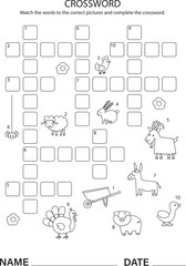 Crossword puzzle games for kids in the farm