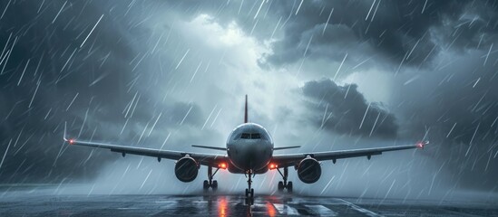 Severe weather disrupts aircraft. - obrazy, fototapety, plakaty