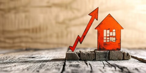 illustration house investment growth, real estate, property value, cost of living, house price rising up to up real estate property growth, estate, generative ai - obrazy, fototapety, plakaty