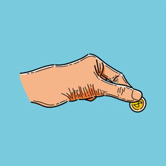 hand saving coin illustration vector design