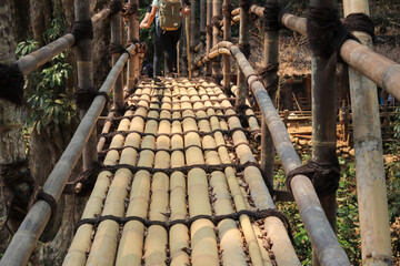 environmentally friendly bridge construction concept made from bamboo