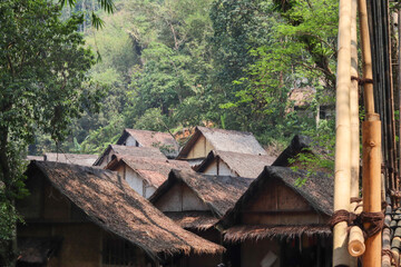 the concept of an environmentally friendly Baduy house roof, made from sago leaves and palm fiber