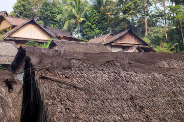 the concept of an environmentally friendly Baduy house roof, made from sago leaves and palm fiber