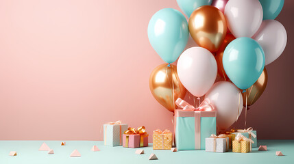 Color balloon decoration of birthday celebration