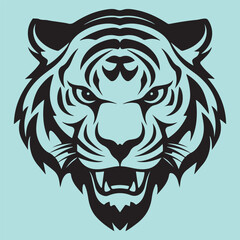 tiger head set black silhouette Clip art vector