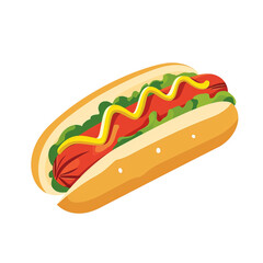 2D flat design illustration of the american hotdogs in flat pastel colors. Isolated in white background.  