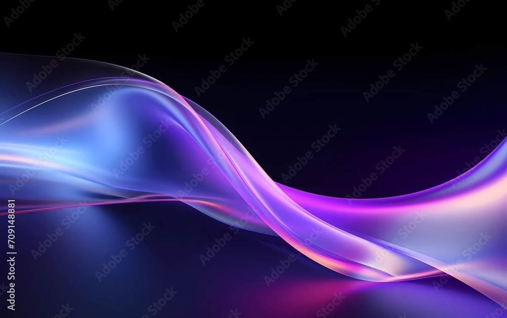 Poster 3d render, white colored background abstract shapes glowing in the ultraviolet spectrum, curved neon