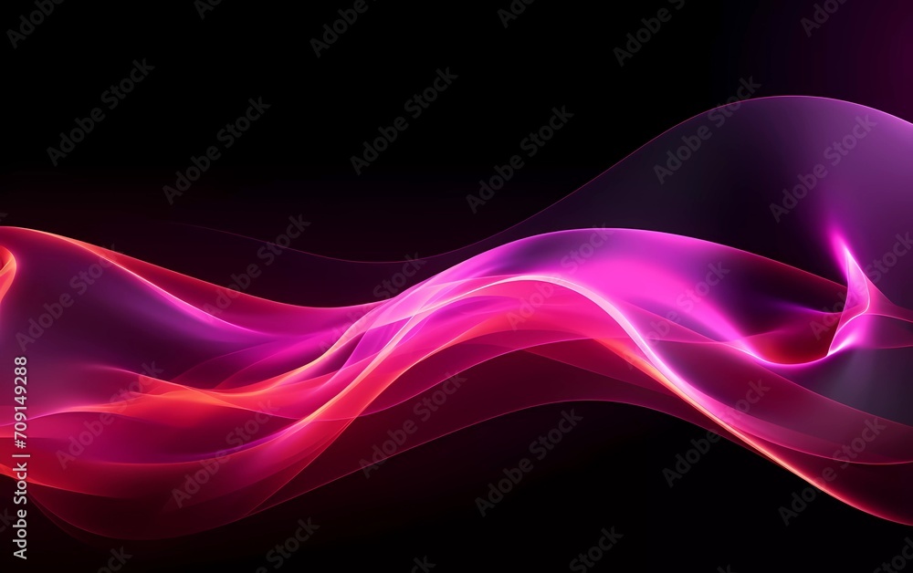 Aufkleber 3d rendering. abstract twisted brush strokes glow with pink neon light. generative ai