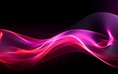 3d rendering. Abstract twisted brush strokes glow with pink neon light. generative ai