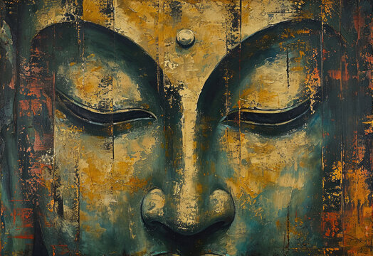buddha wall decor painting on an aged background