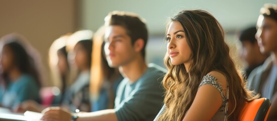 College students in class on campus.