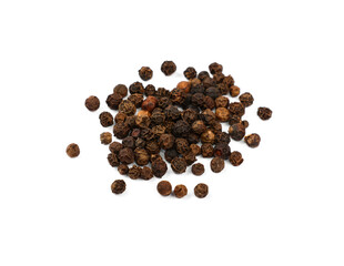 Heap of black peppercorns isolated