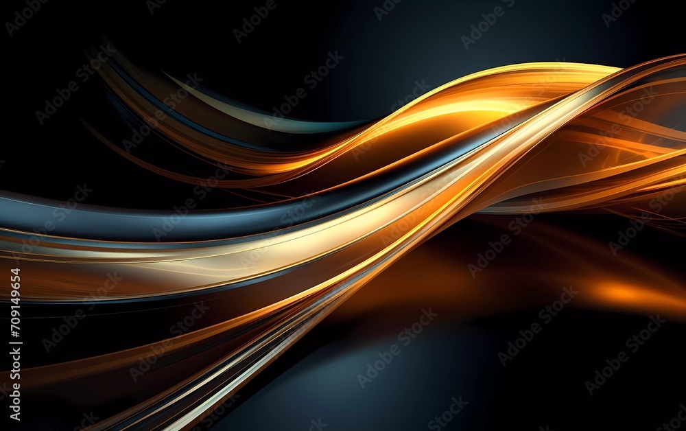 Poster 3d rendering. abstract twisted brush strokes glow with silver neon light. generative ai