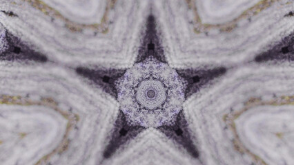 Star kaleidoscope. Graphic fractal. Esoteric meditation. Defocused black white golden color glowing...