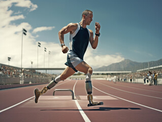 Fototapeta premium running male athlete with prosthetics