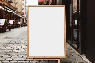 Fotobehang advertisement board space as empty blank white mockup signboard with copy space area © esp2k