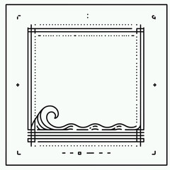 Frame with a curved wave, simple and stylish frame for a card or invitation, flat colors