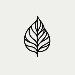 A black and white outline of a tree leaf, minimalist abstract image