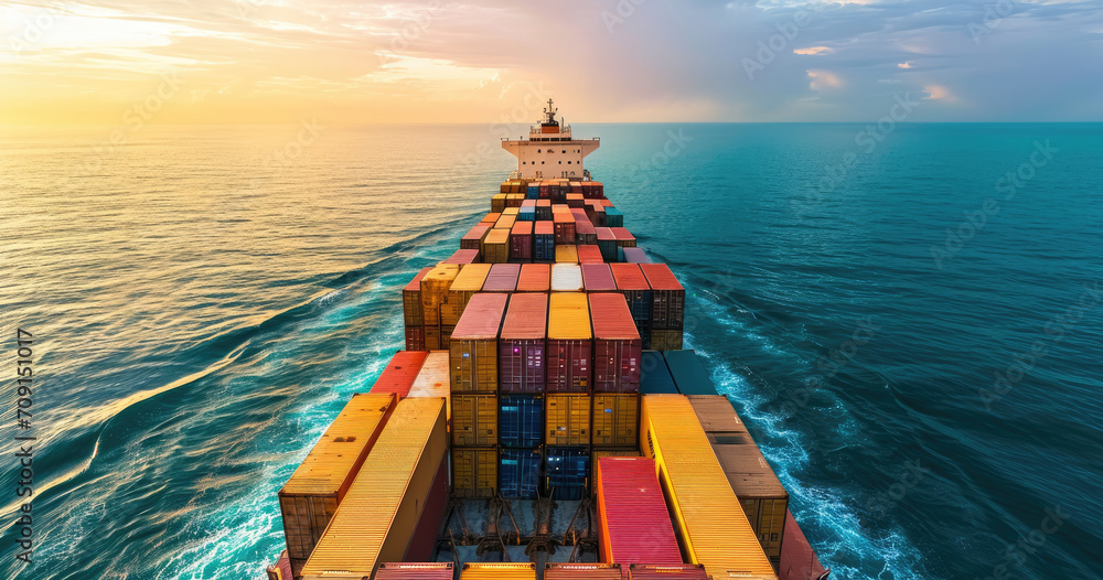 Wall mural cargo shipping container ship on the ocean - Wall murals