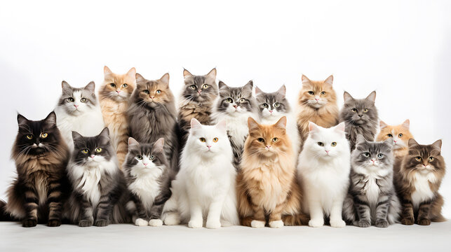 a group of cats posing for a photo