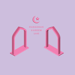 Welcoming Ramadan concept. Realistic 3d object cartoon style. Vector colorful illustration.