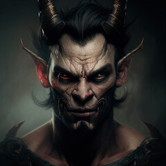 demon portrait, fantasy illustration
