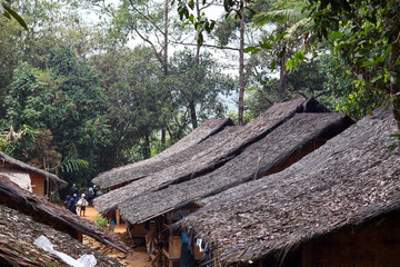 the concept of an environmentally friendly Baduy house roof, made from sago leaves and palm fiber