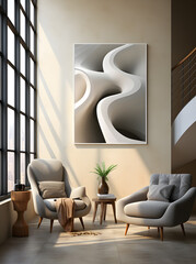 Modern Elegance Contemporary Art Adorning Living Room Wall