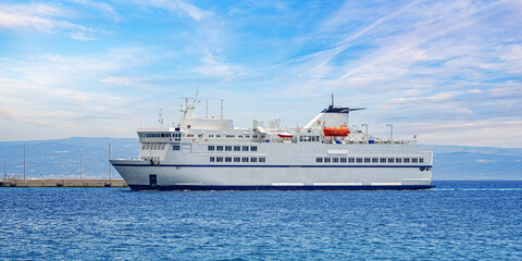 Passenger and transport ferry at the pier