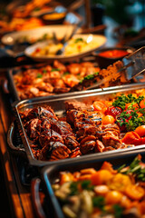 buffet with different food. Selective focus.
