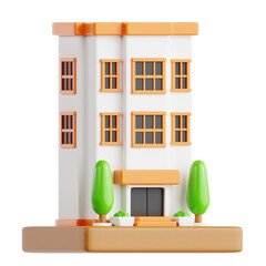 Modern 3D Illustration of Apartment Building