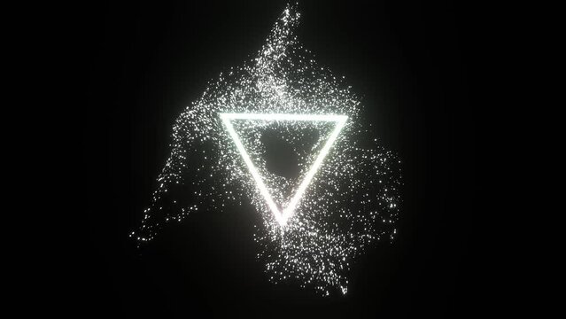 abstract glowing triangle particle, rotate, 3d background