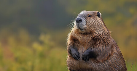 Curious Beaver Chubby Charm: Captivating Image of a Big, Fat Beaver Gazing in Innocent Wonder.