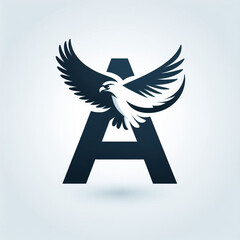 Generative AI Illustration of the letter A logo in the shape of a bird