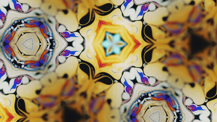 Kaleidoscope ornament. Paint water. Defocused ink ethnic triangle decorative pattern motion...