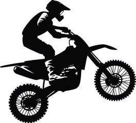Motocross Rider Silhouette  Illustration Vector