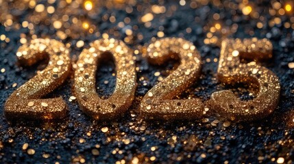 Luxurious Background with Golden Numbers. Happy New Year 2025

