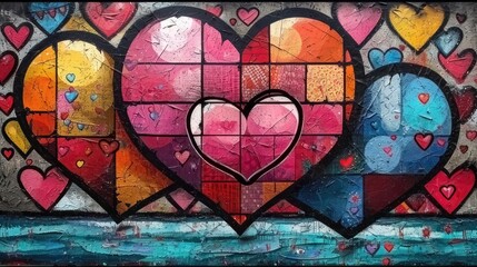 Obraz na płótnie Canvas Romantic Valentine's Day Art: Oversized Pink Hearts 