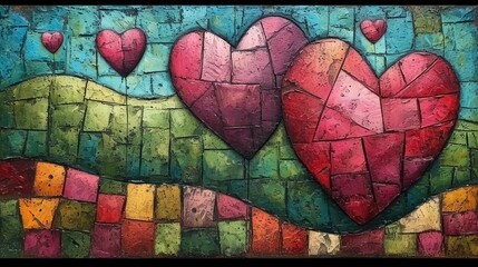 Romantic Valentine's Day Art: Oversized Pink Hearts
