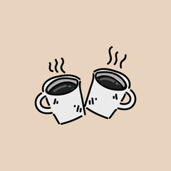 2 cups of coffee clipart illustration design