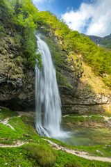 Fototapeta premium Goriuda waterfall (Fontanon di Goriuda), Valle Raccolana, Friuli Venezia Giulia, Italy