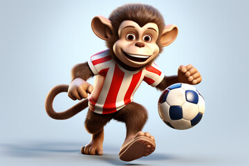 monkey playing football, 3d character vector