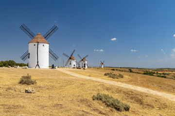 Windmills near Mota del Cuervo, Toledo, Castilla La Mancha, Spain