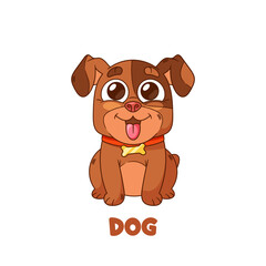 Cute Cartoon Puppy Pet, Lovable, Animated Dog Companion With Endearing Eyes, Playful Demeanor, Vector Illustration