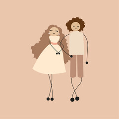 Vector Illustration of cartoon cute couple
