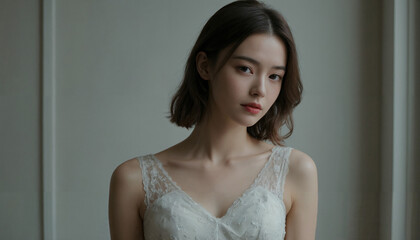 Brunette Bridal Portrait | Elegant Studio Photography | Long Hair Beauty