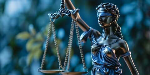 Statue of justice with scales of justice. Law and justice concept.