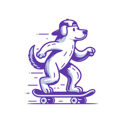 Cartoon Skateboarding Dog in a Cap